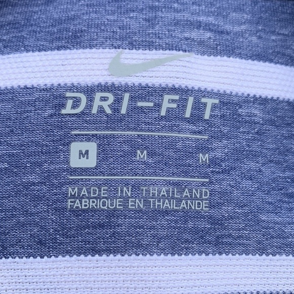 NIKE DRI-FIT Sleeveless Striped Golf Polo - Heathered Blue/White - Picture 12 of 16